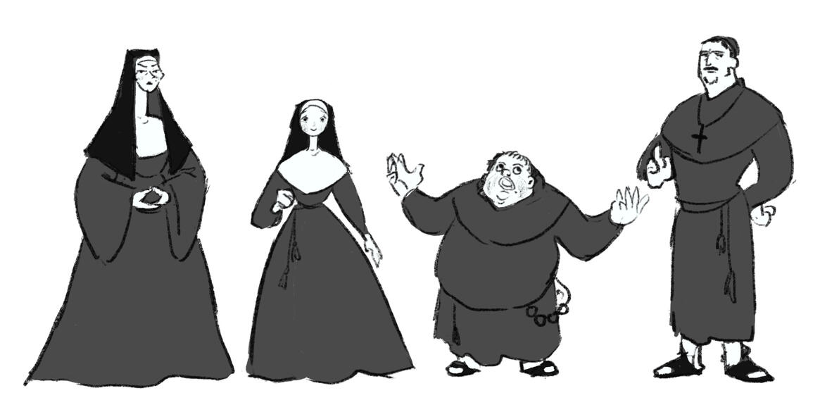 Character sketch of nuns and monks